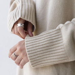 Solid High Neck Loose Sweater Dress