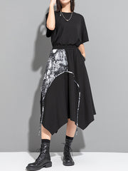 A-Line Irregular Clipping Asymmetric Print Split-Joint Skirts Bottoms
