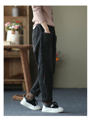Women Retro Thick Plus Velvet Casual Pants