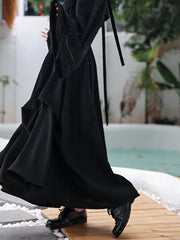 Women Solid Color High Waist Irregular Pile Skirt