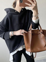 Casual Solid Color Long Sleeve Hooded Sweatshirt