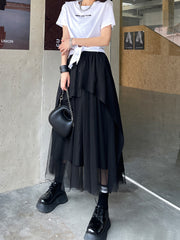 Elastic High Waist Slimming Irregular Stitching Skirt