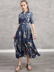 Original Applique Lapel Denim Dress