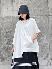 Solid Color Cropped Loose T-Shirt