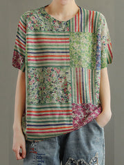 Color Block Printing Loose T-Shirt
