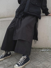 Black Cropped Wide Leg Culottes Pants