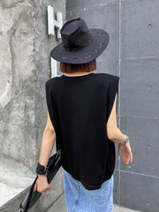 Sleeveless Character Print Loose Thin Round Neck T-Shirt