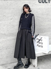 Vintage Spliced Casual Sweater Dress