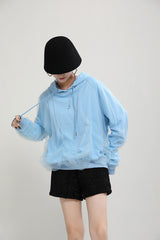 Women Stitching Hooded Long Sleeve Sweatshirt