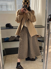 Casual Checkerboard Plaid Skirt