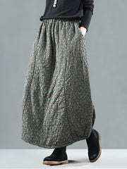 Women Retro Padded Print Skirt
