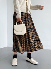 High Waist Color Block Plaid A-Line Skirt