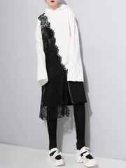 Lace Asymmetry Split-joint Designed Sweatshirt