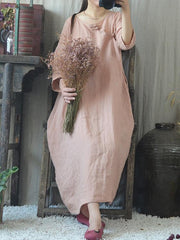 Loose Comfortable button Long Sleeve Dress