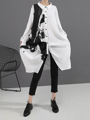 Original Printed Lapel Shirt Dress
