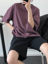 Solid Color Casual Loose Round Neck T-Shirt