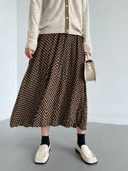 High Waist Color Block Plaid A-Line Skirt