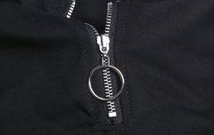 Round-Neck Split-Joint Zipper Midi Dress