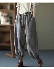 Women Retro Loose Stitching Casual Pants