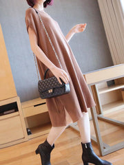 Loose Solid Color Knitting Split-Side Dress