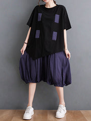 Printed Irregular Short Sleeve Top Casual Pants Two-Piece Suit