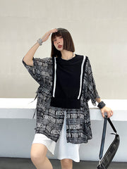 Stitching Waist Loose Slimming Long Sleeve T-Shirt