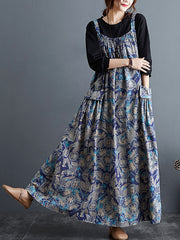 Retro Print Full Tank Top Dress