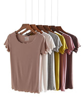 Solid Comfort Ruffled Sleeve T-Shirt