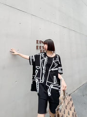 Women Round Neck Printed Loose Casual T-Shirt