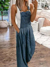 Urban Mid-Waisted Denim Wide Leg Jumpsuit
