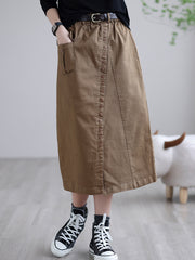 Solid Color Split Loose A-Line Skirt