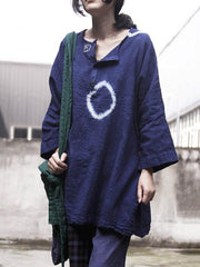 Loose Vintage Printed Ninth Sleeve T-Shirt