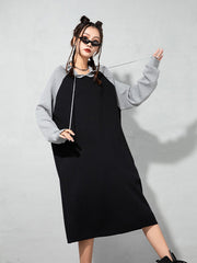 Urban Loose Color-Block Knitted Midi Dress