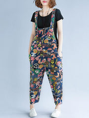 Original Floral Printed Spaghetti-neck Jumpsuits