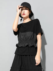 Original Falbala Split-Joint T-Shirts Tops