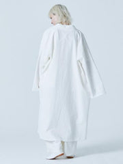 Simple White Split-joint Long Outwear
