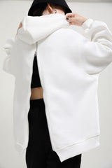 Women Loose Zipper Hooded Casual Sweatshirt