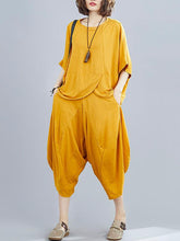 Loose Comfortable Batwing Top+Cropped Trousers Suits