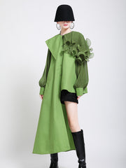Women Retro Irregular Stitching Shirt Dress