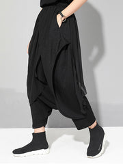 Cropped Chiffon Split-Joint Pants