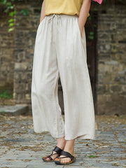Ramie Cotton Loose Straight Wide-Leg Pants