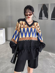 Urban Loose Splicing Denim Sweatshirt