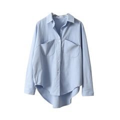 Solid Color Lapel Loose Shirt
