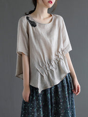 Original Irregularity Applique T-Shirts Tops