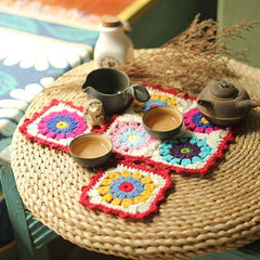 Red Daisy Mat Three-piece Set