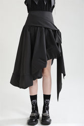 Original Design Irregular Solid Color Lace-Up Skirt
