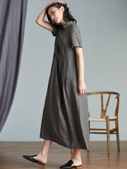 Elegant Linen Slim Long Dress