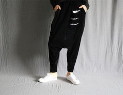 Casual Corduroy Splicing Hollow Trousers