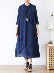 Loose Soft Irregular Literary Long Shirt Dress