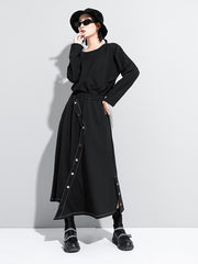 Women Buttons Decorated Casual Long Skirts